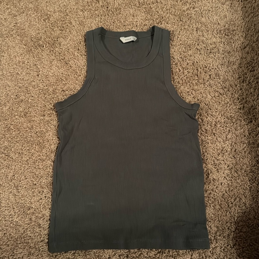 green tank top